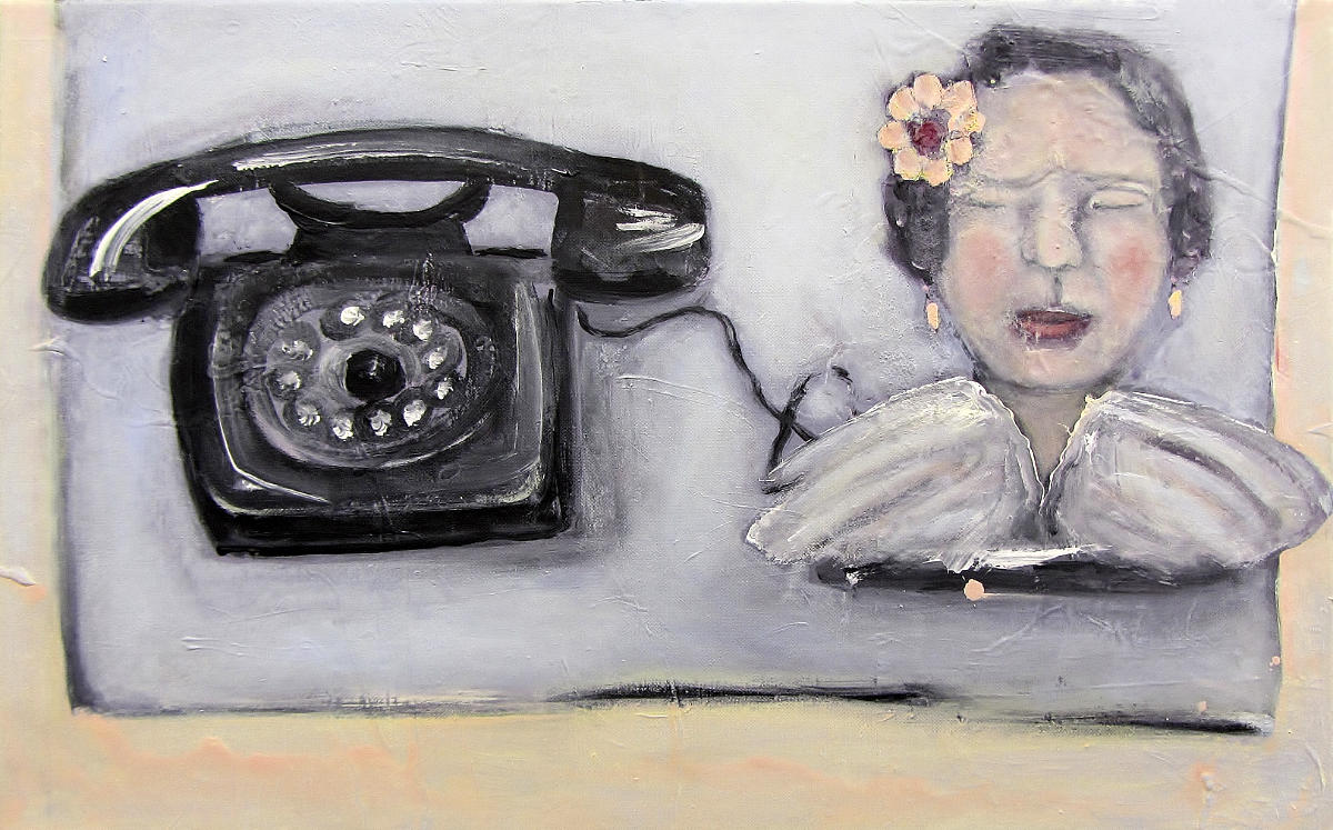 Madame Dupont erwartet einen Anruf50 x 80 x 4 cm Acryl 2018 ©VG Bild Kunst S_Thatje Körber